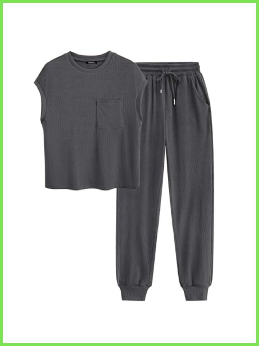 Ribbed Knit 2 Piece Lounge Set Short Sleeve Sweatsuit